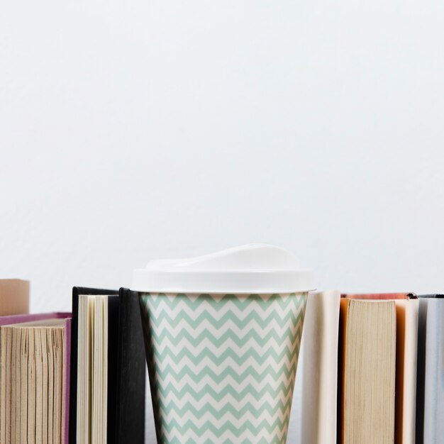 Coffee and books with copy space