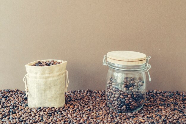 Coffee concept with bag and jar