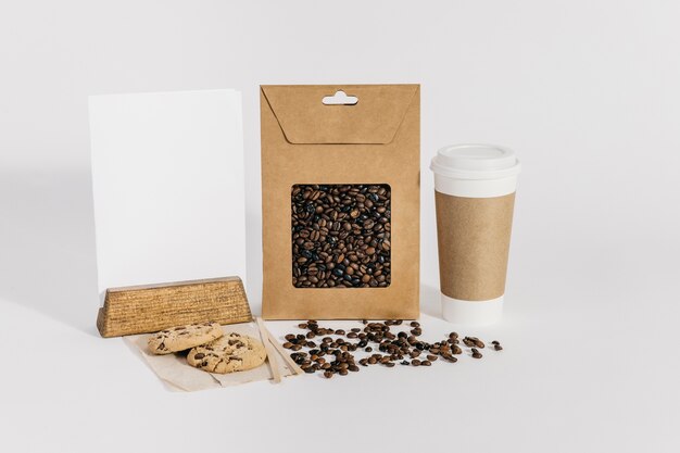 Coffee concept with board and bag