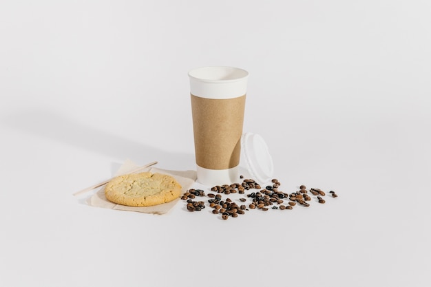 Coffee concept with cup and beans