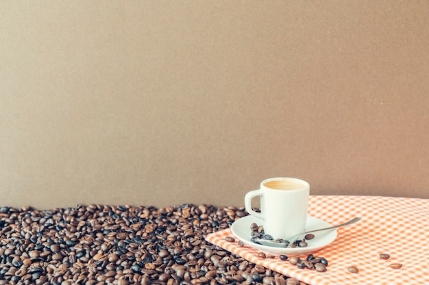 Free photo coffee concept with espresso on cloth