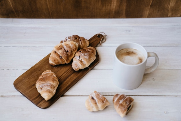 Coffee and croisants for breakfast