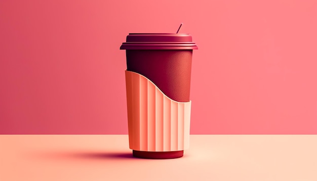 Бесплатное фото Кофейная чашка в цвете viva magenta, генерирующем искусственный интеллект