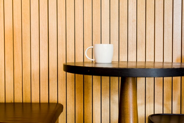 Coffee cup in a table