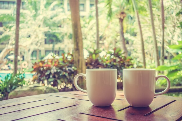 Coffee cup on table