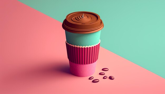 Кофейная чашка в цвете Viva Magenta, генерирующем искусственный интеллект