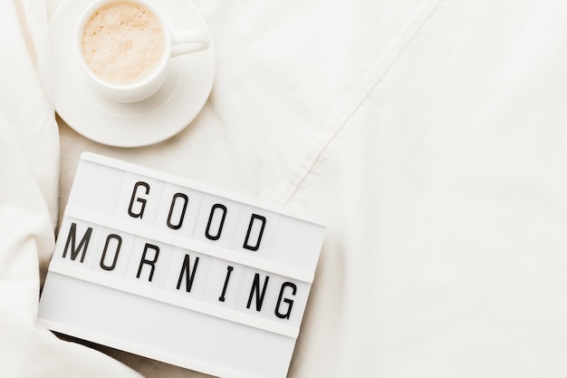 Free Photo coffee cup with good morning message