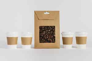 Free photo coffee cups and bag