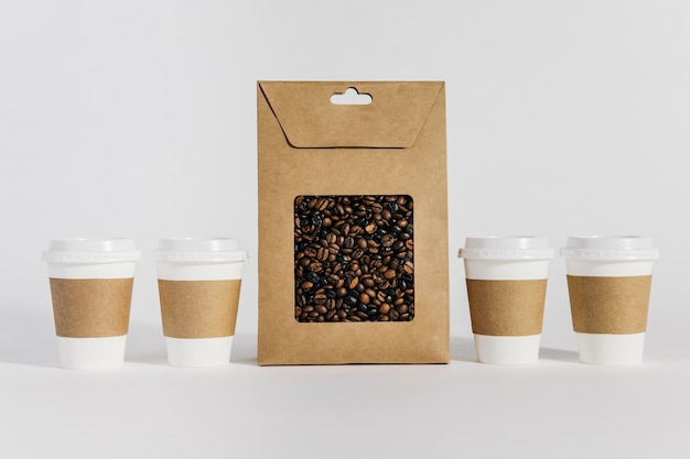 Coffee cups and bag