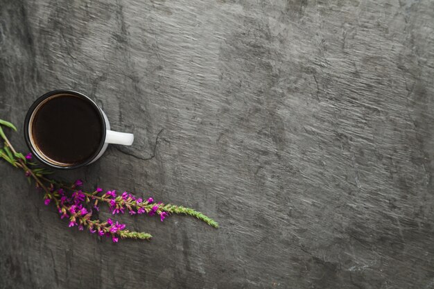 Coffee and floral twigs