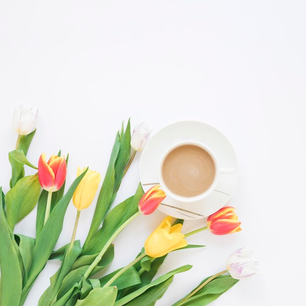 Coffee and flowers