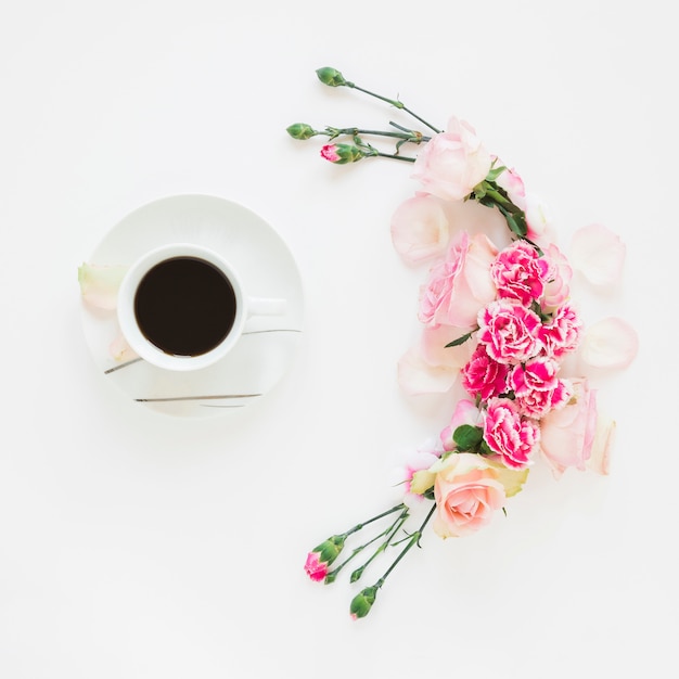 Coffee and flowers