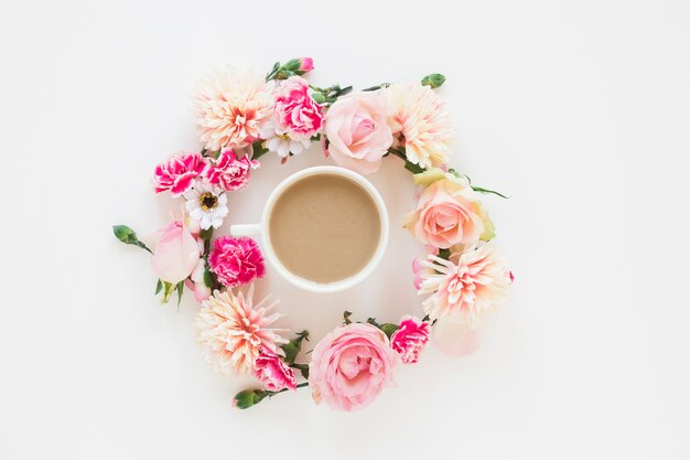 Coffee and flowers