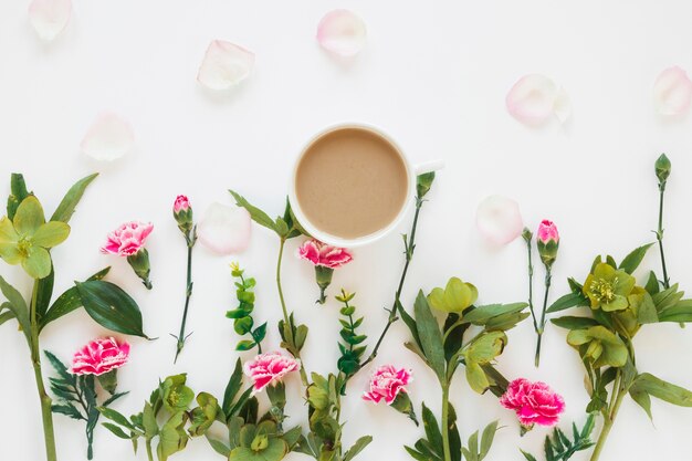 Coffee and flowers