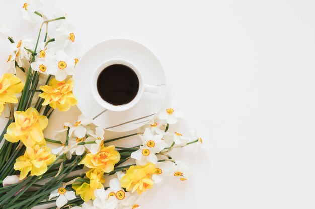 Coffee and flowers