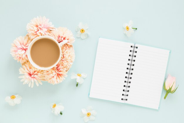 Coffee and flowers