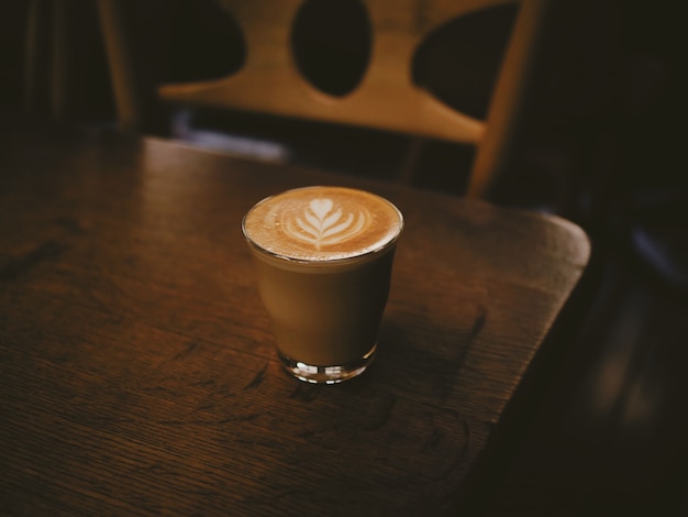 Coffee latte art in coffee shop cafe