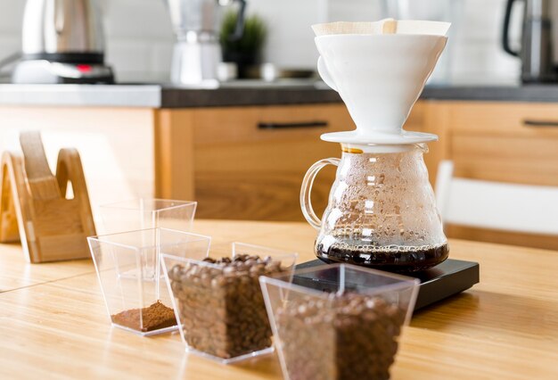 Coffee machine and beans assortment