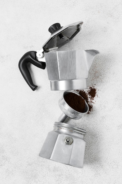 Coffee maker and grinder with coffee powder