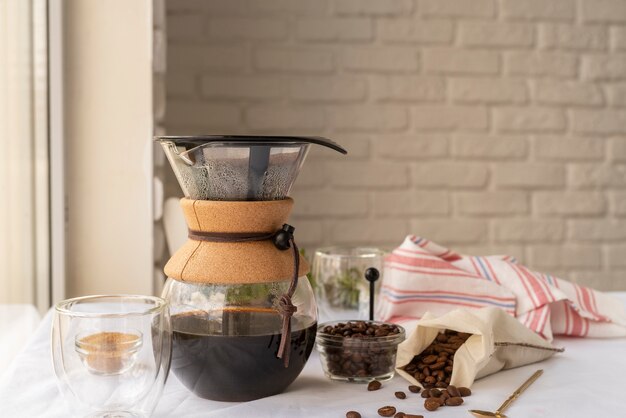 Coffee maker machine on table