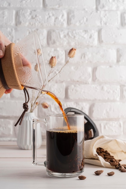 Coffee maker machine on table