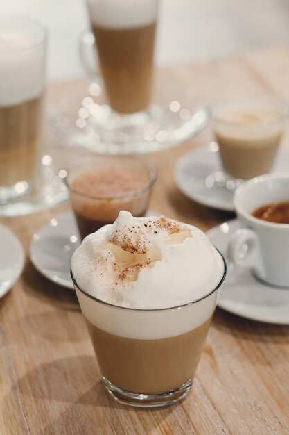 Coffee on the tables on a table