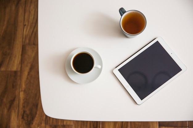 Coffee and tea on table