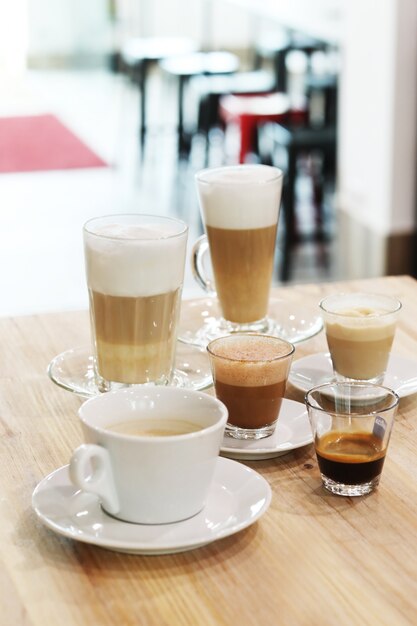 Coffees on a table