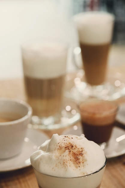 Coffees on a table