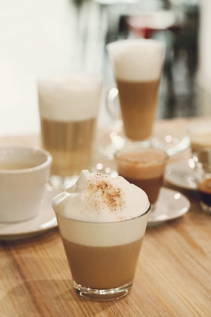 Coffees on a table