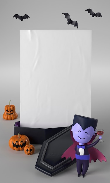 Free photo coffin and dracula halloween ornament