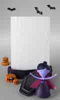 Free photo coffin and vampire halloween decoration