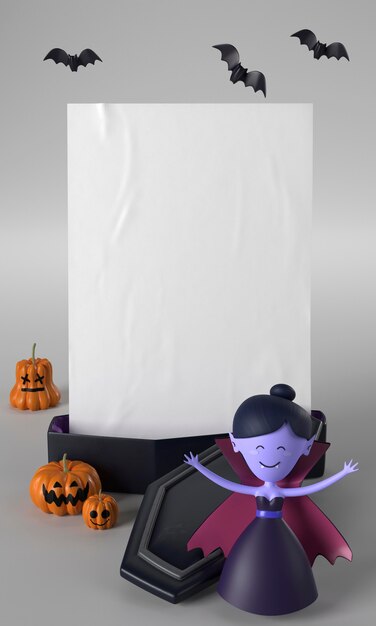 Coffin and vampire halloween decoration