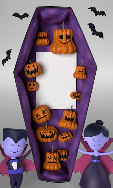 Coffin and vampires decorations