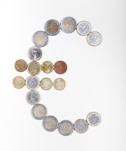 Coins creating the euro sign