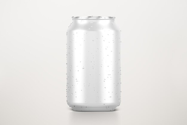 Cold beverage can with water drops