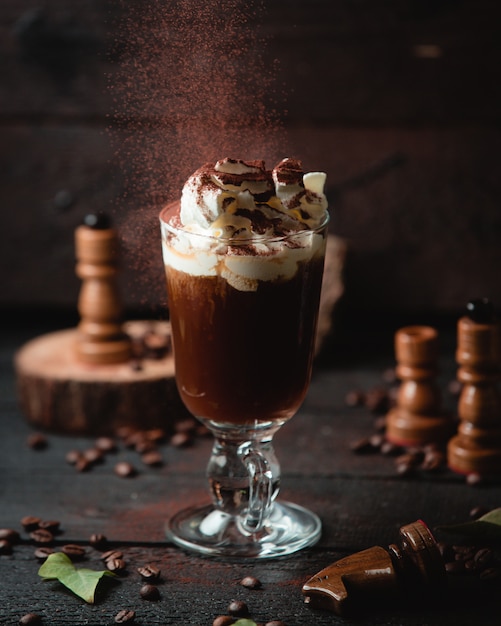 Cold chocolate cocktail with ice cream