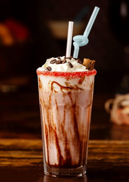 Cold coffee frappe with cream