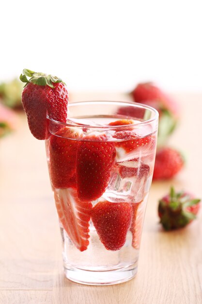 Cold drink with strawberries