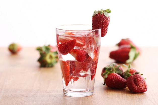 Cold drink with strawberries