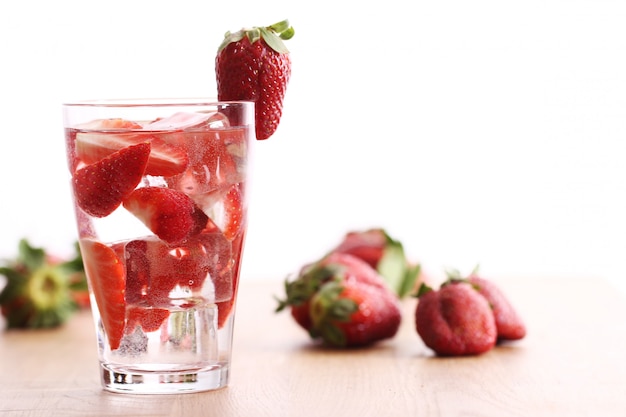 Cold drink with strawberries