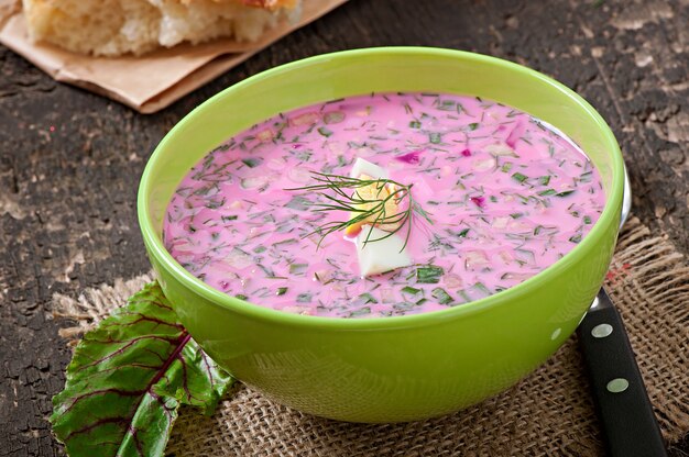 Cold soup with beetroot and yogurt