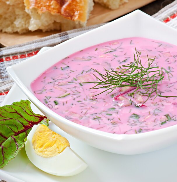 Cold soup with beetroot and yogurt