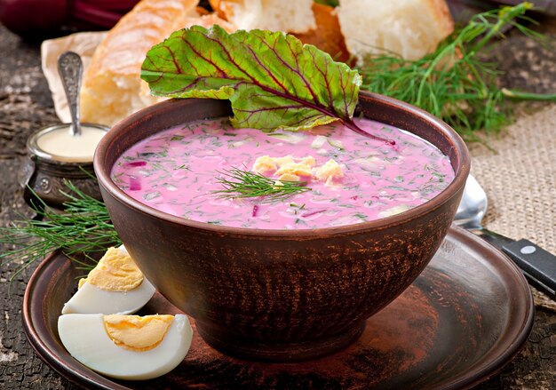 Cold soup with beetroot and yogurt