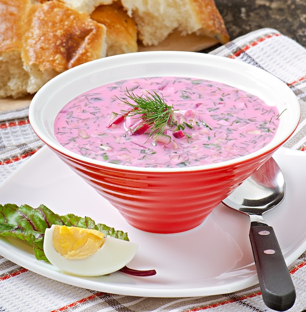 Cold soup with beetroot and yogurt