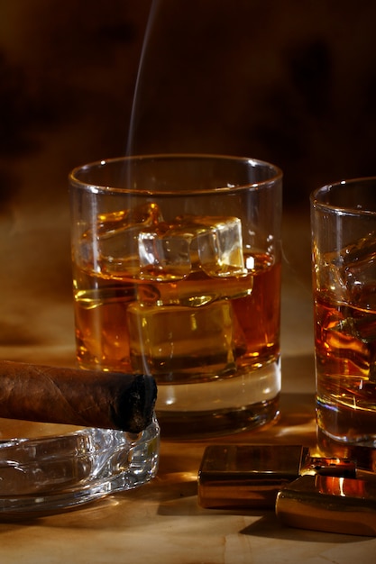 Cold whiskey  and cigar