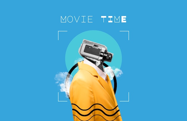 Collage about movie time with camera