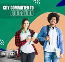 Free photo collage of city committed to education