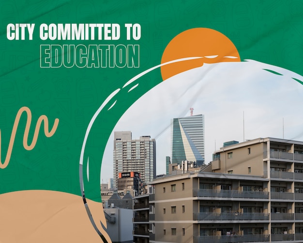 Free photo collage of city committed to education