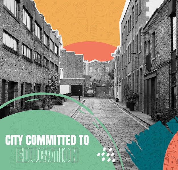 Free photo collage of city committed to education